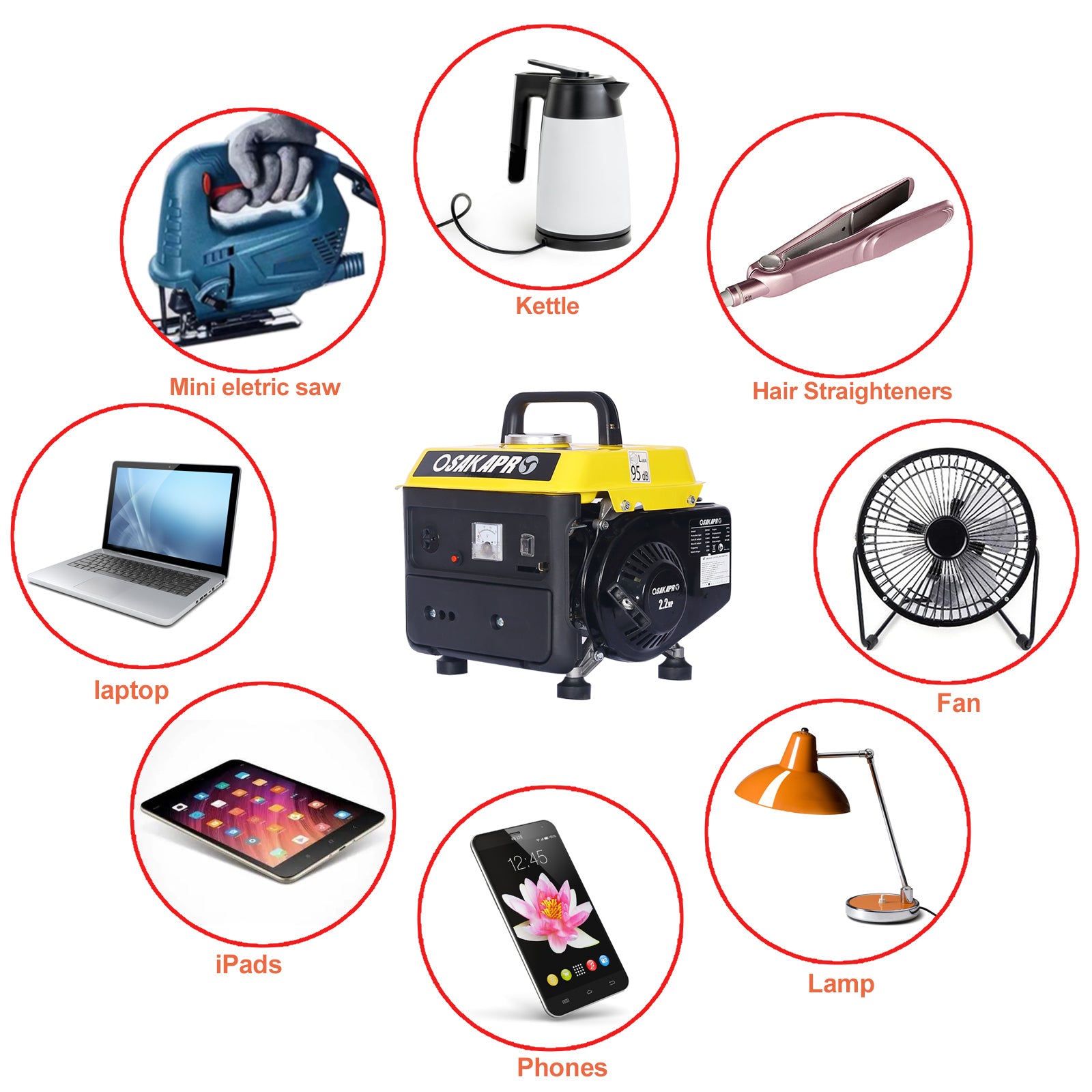 Portable Generator, Outdoor generator Low Noise, Gas Powered Generator,Generators for Home Use