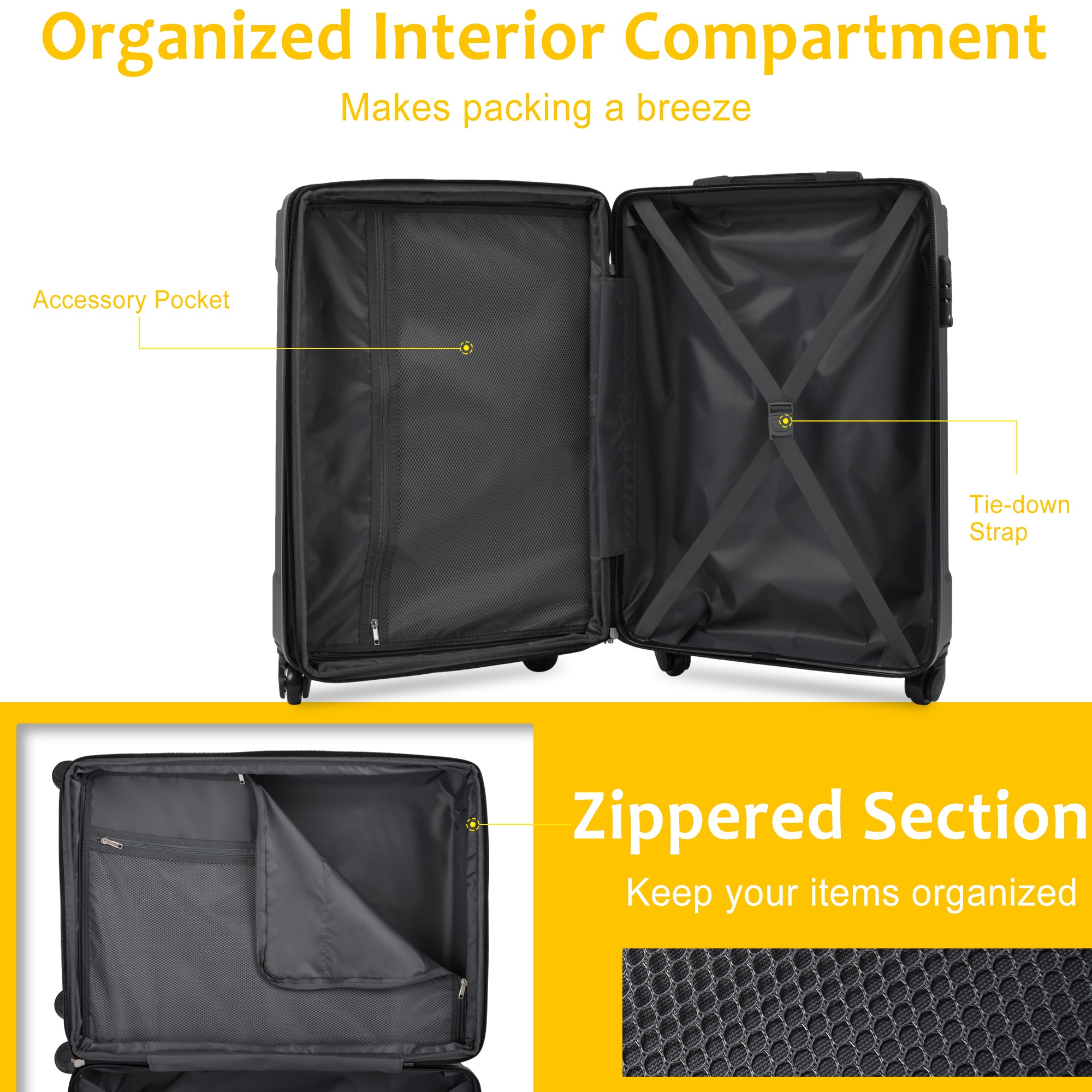 Hardshell Luggage Spinner Suitcase with TSA Lock Lightweight Expandable 24'' (Single Luggage)