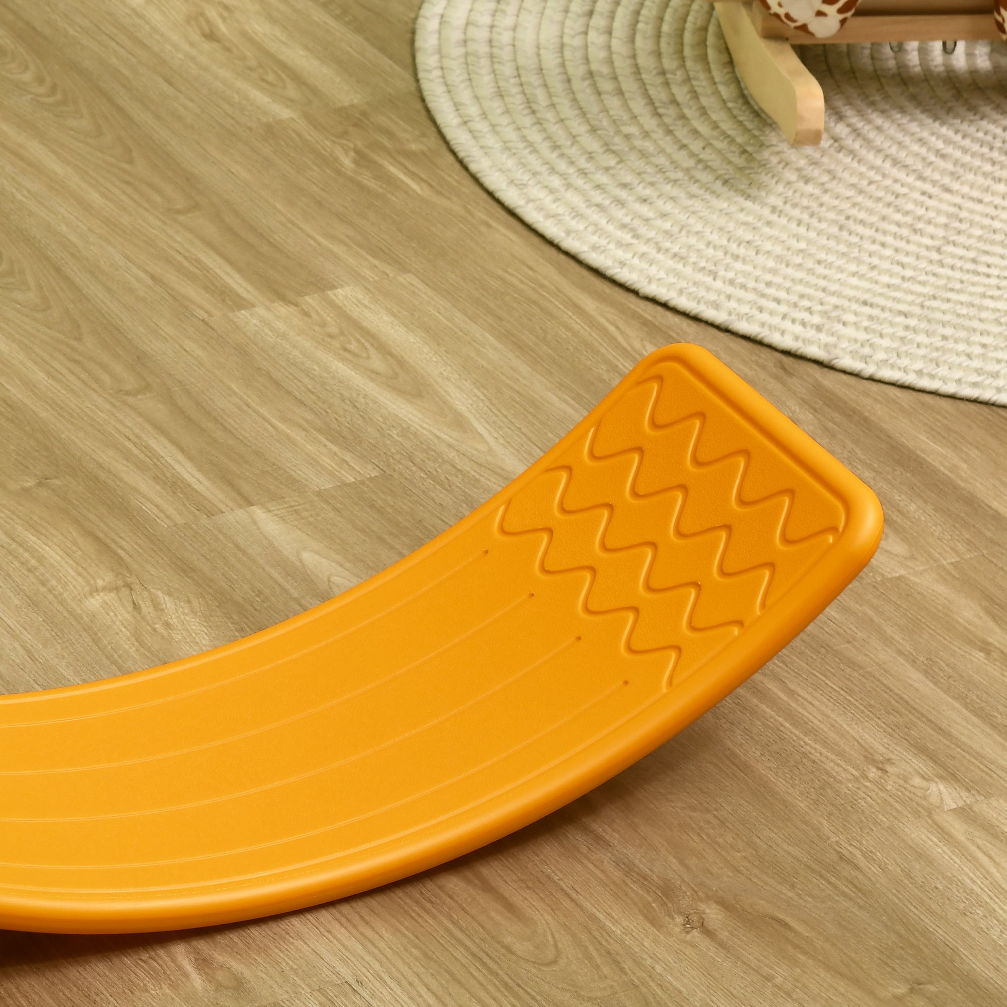 Qaba Kids 32" Balance Board, Wobble Board for Kids / Toddlers, Curvy Rocker Board, Preschool Learning Montessori Waldorf Toy for Ages 3-6 Years Old, Orange