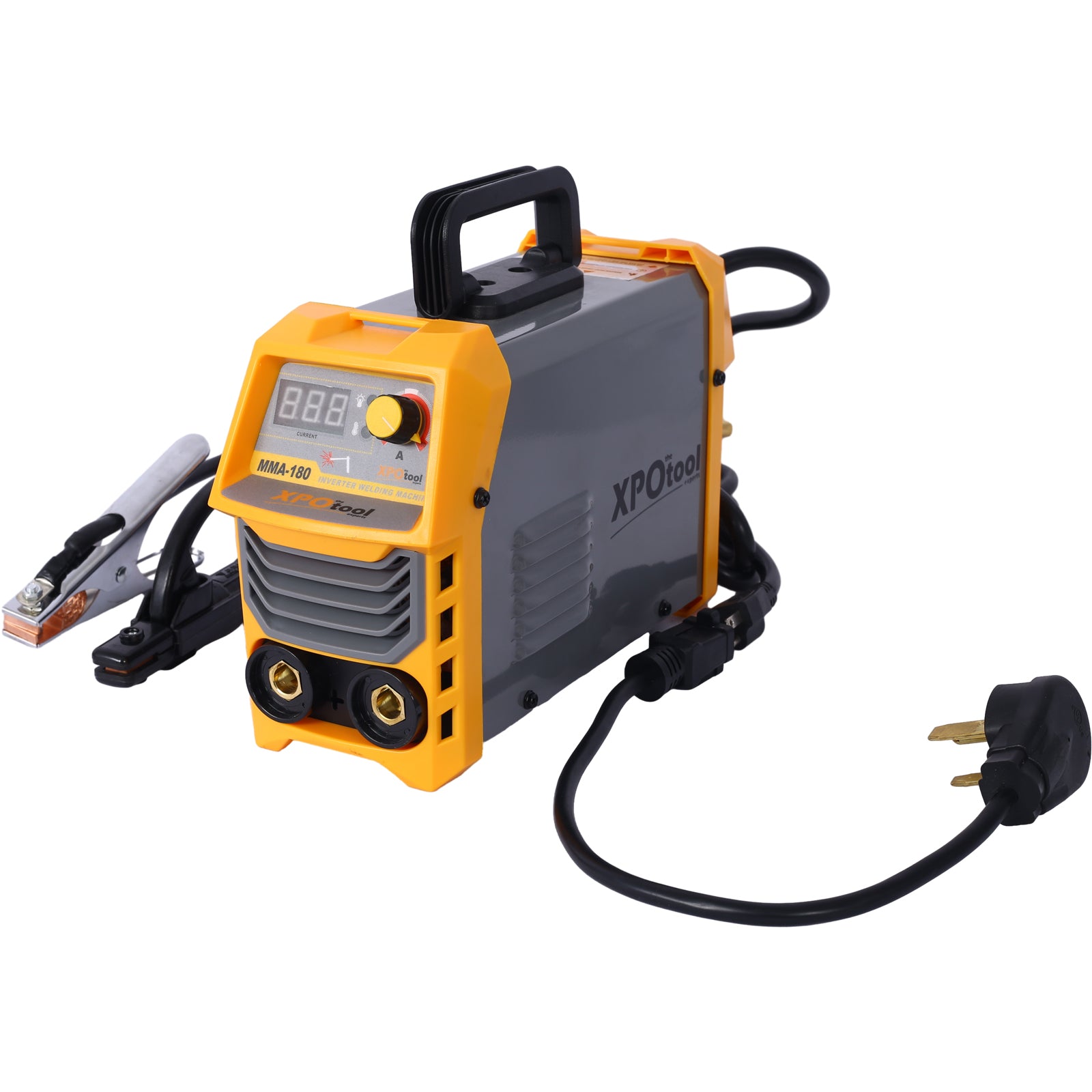 110/220V MMA Welder, 180A Stick ARC Welding Machine IGBT Inverter Digital Display LCD Hot Start Welder with Electrode Holder, Work Clamp, Input Power Adapter Cable Dual Voltage DC