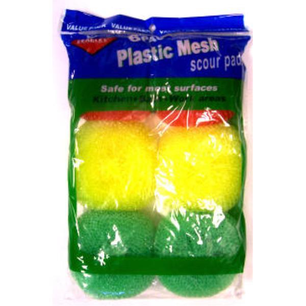 . Case of 72 Plastic Mesh Scouring Pads - 6 Pack .